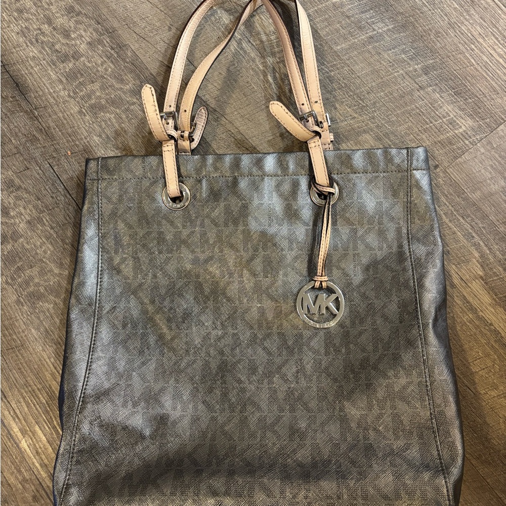 Michael Kors Charcoal and Tan Tote Bag
